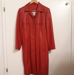 Red North Beach Leather coat